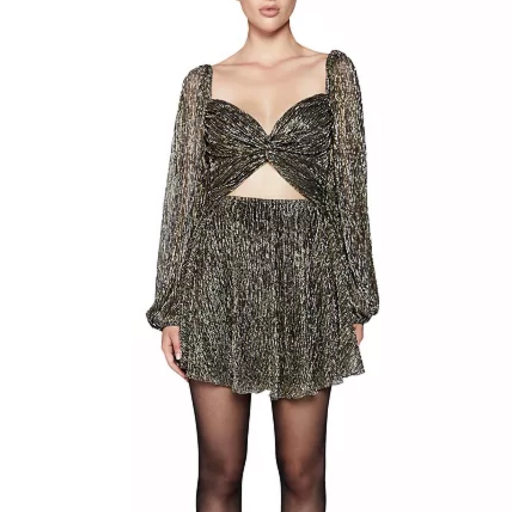 Bardot Cutout Metallic Mini Dress